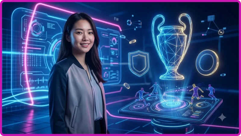 Biểu tượng bắt tay hợp tác chiến lược giữa hai thương hiệu với ánh sáng neon xanh và vàng