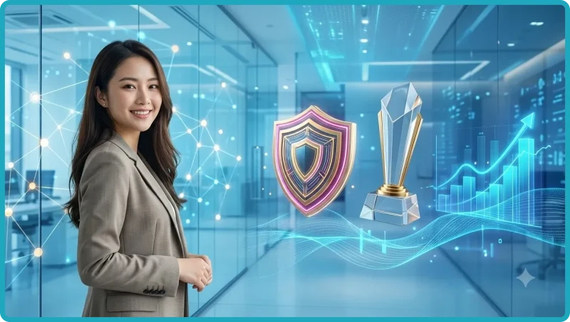 Người dùng đang kiểm tra độ uy tín của nền tảng giải trí trực tuyến trên giao diện holographic