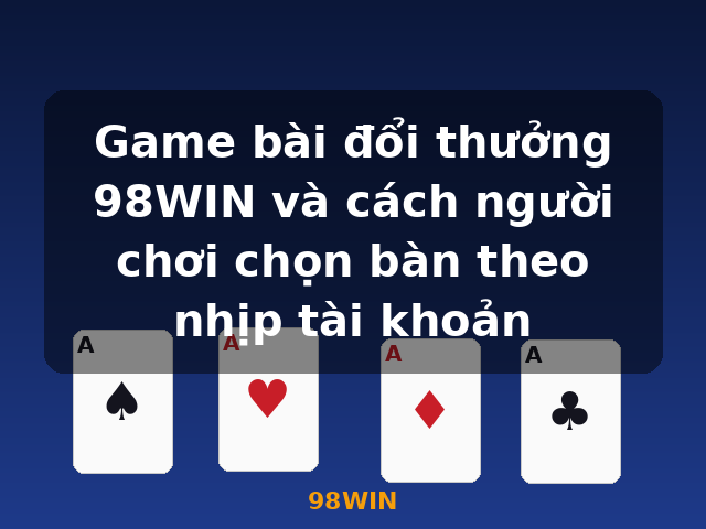 Game bài đổi thưởng 98WIN và cách người chơi chọn bàn theo nhịp tài khoản - 98WIN