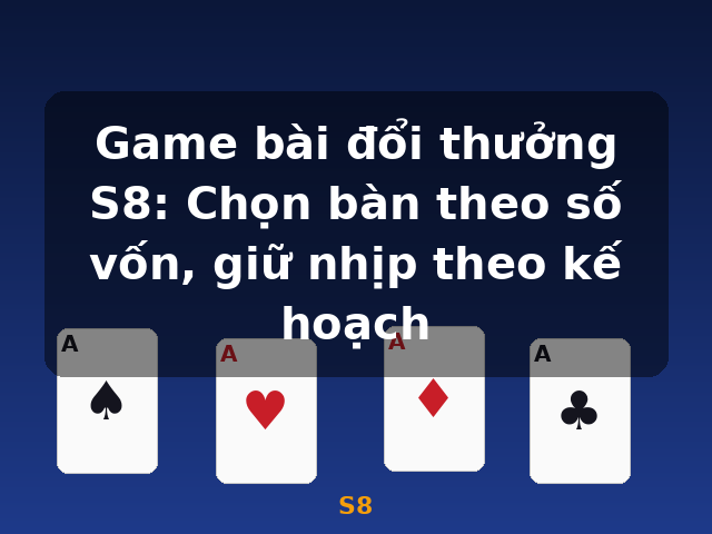 Game bài đổi thưởng S8: Chọn bàn theo số vốn, giữ nhịp theo kế hoạch - S8